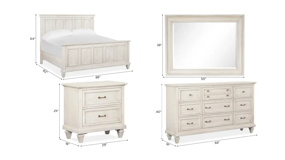 Ashford 4-pc. Panel Bedroom Set Dimensions