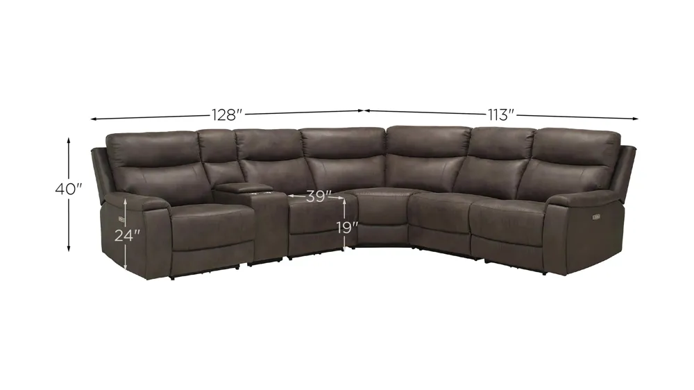 Cole 6-pc. Power Sectional Dimensions