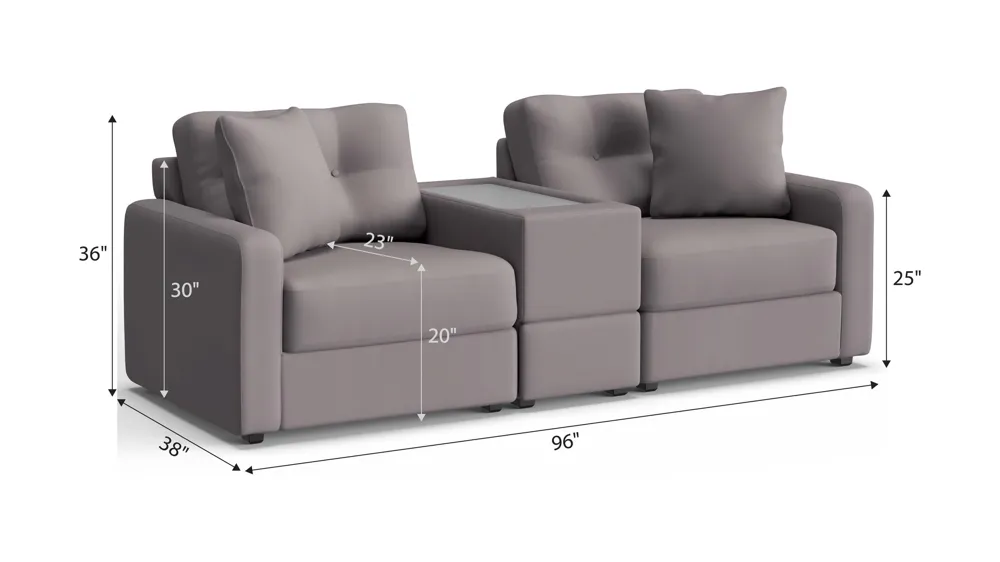 ModularOne 3-pc. Console Loveseat Dimensions