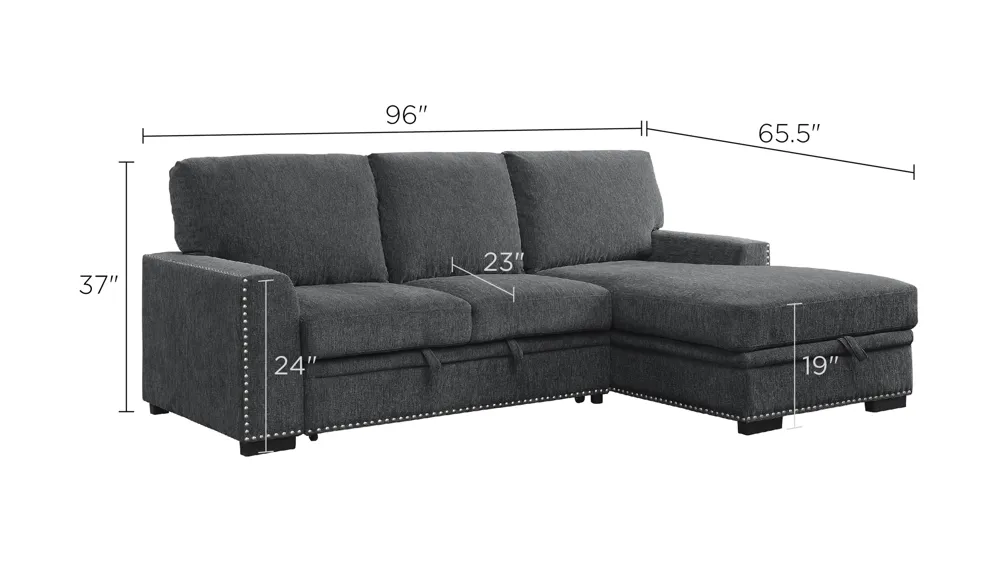 Adelia 2-pc. Right Facing Sectional With Pull-Out Bed Dimensions