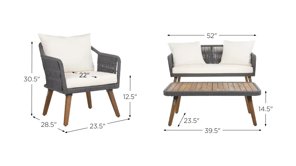 Nason Rope 4 Piece Living Set Dimensions