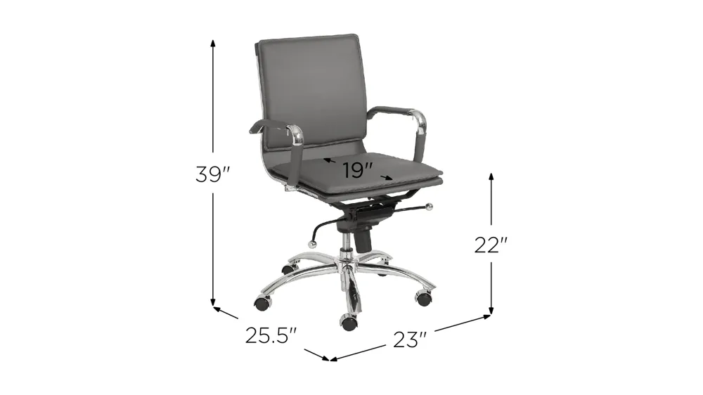 Gunar Low Back Office Chair Dimensions
