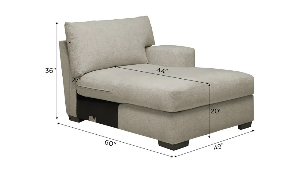 Haley Right Arm Facing Chaise Dimensions