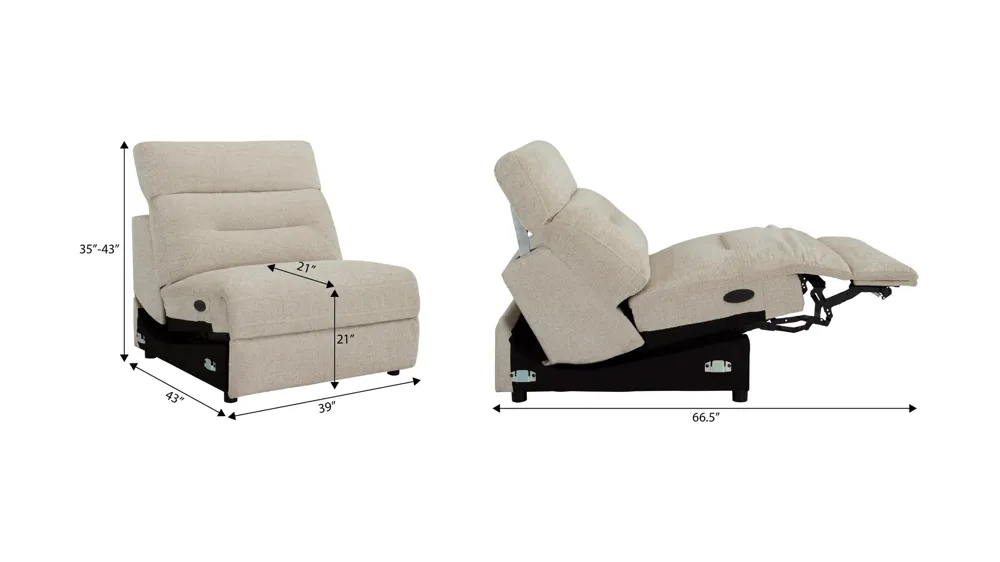 Bradbury Armless Dual Power Recliner Dimensions
