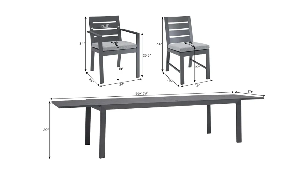 Marella 7-pc. Outdoor Dining Set Dimensions