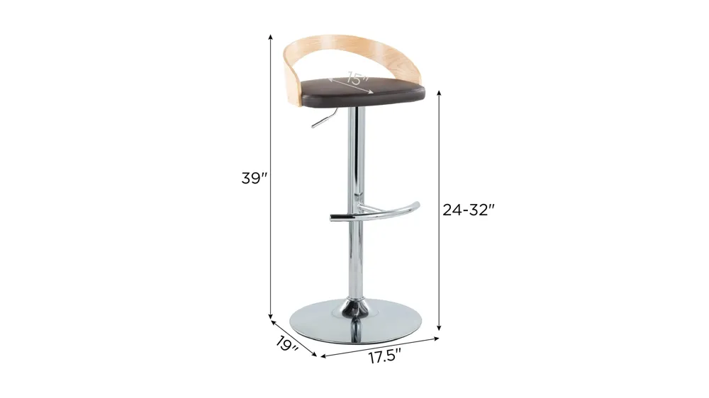 Grotto Adjustable Barstool - Set of 2 Dimensions