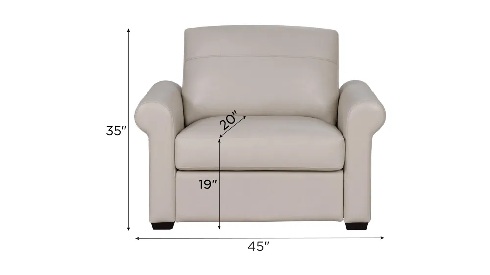 Harley 2-pc. Leather Chair Dimensions