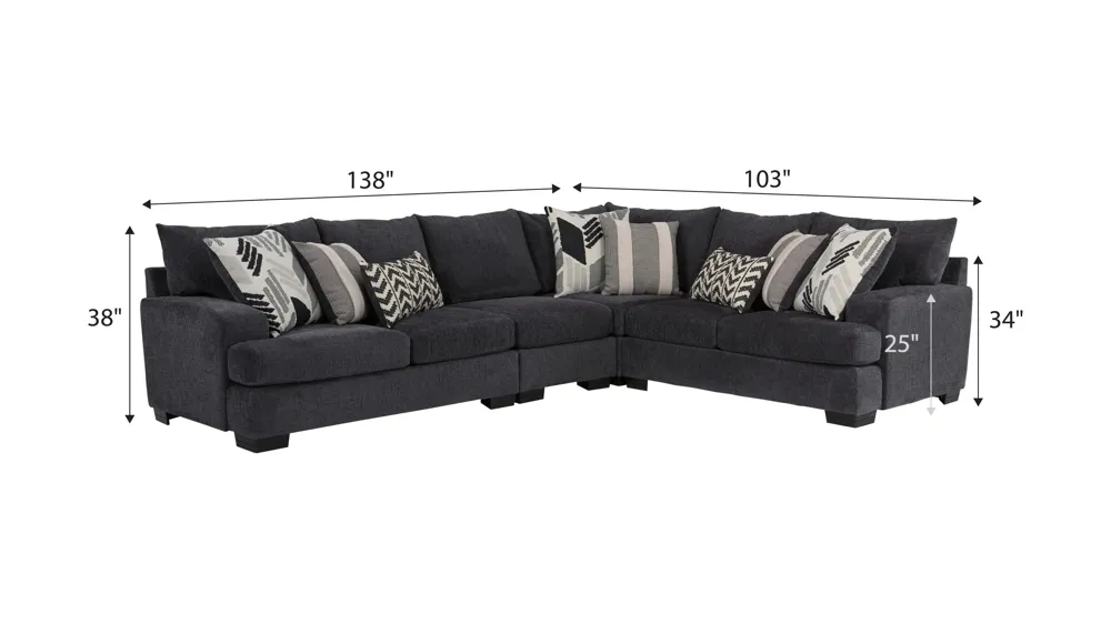 Cooper 4-pc. Sectional Dimensions