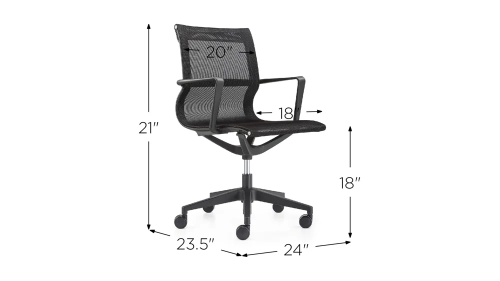 Kinetic Black Frame Office Chair with Mesh Back Dimensions
