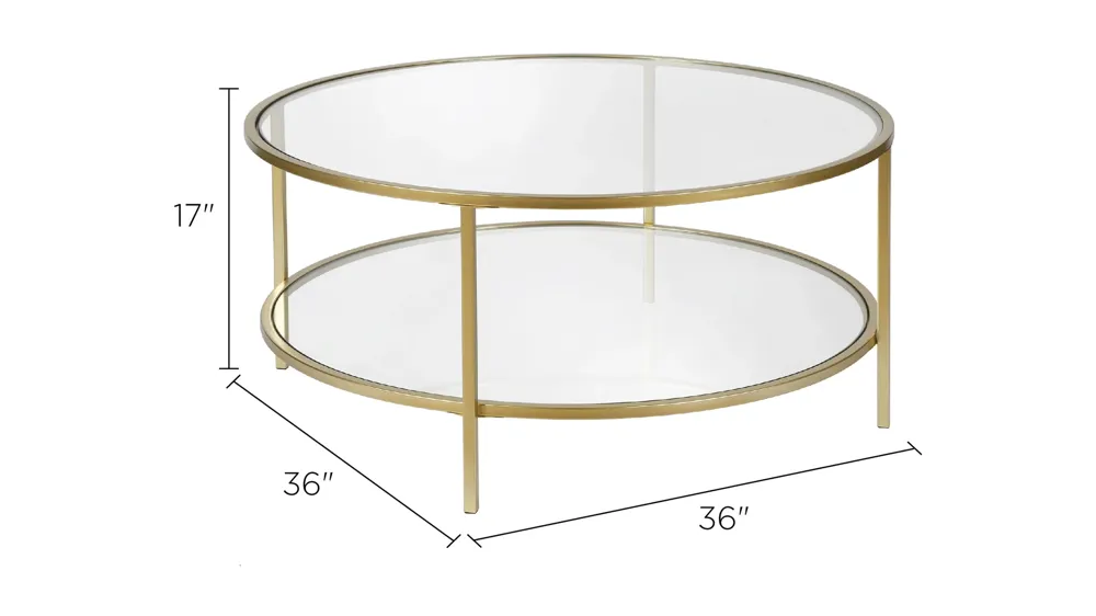 Sivil Round Coffee Table with Glass Shelf Dimensions