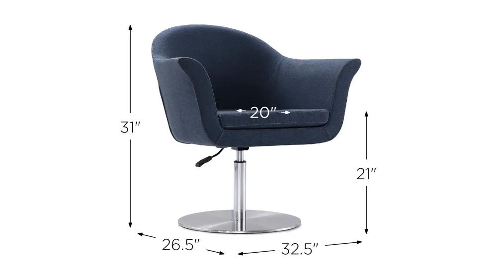 Voyager Swivel Adjustable Accent Chair (Set of 2) Dimensions