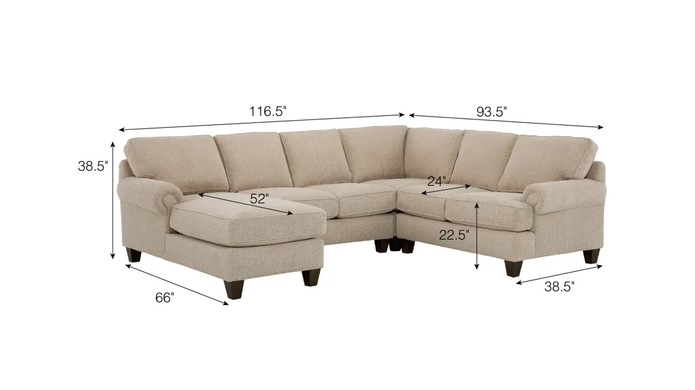 Crestwood 4-pc. Sectional Dimensions