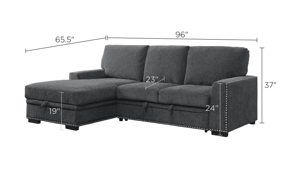 Adelia 2-pc. Left Facing Sectional With Pull-Out Bed Dimensions