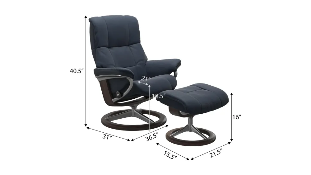 Mayfair Large Signature Chair w/ Ottoman Dimensions