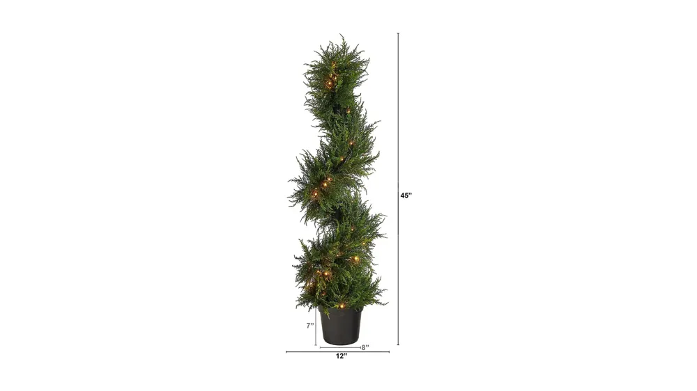 45" Pre-Lit Spiral Cypress Artificial Tree Dimensions