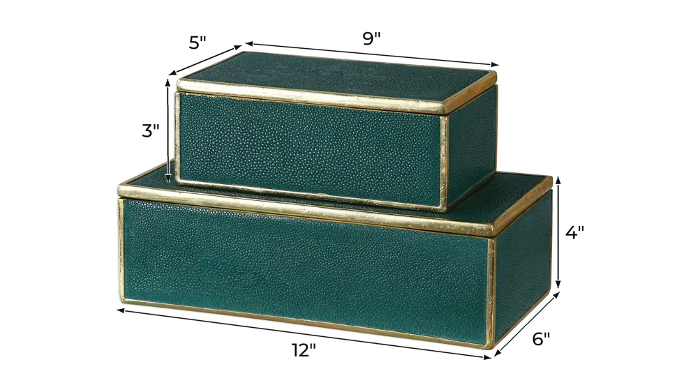 Karis Emerald Green Boxes: Set of 2 Dimensions