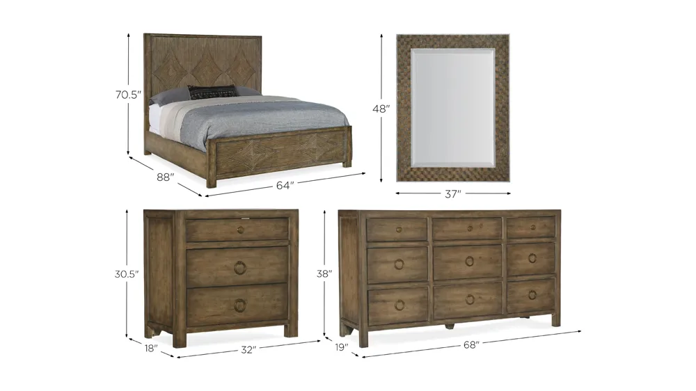 Sundance 4-pc. Panel Bedroom Set Dimensions