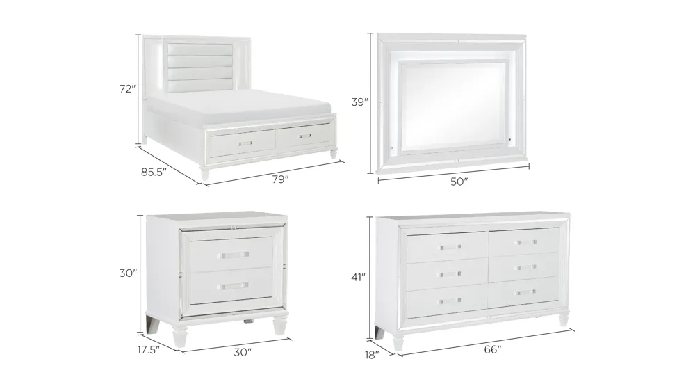 Selena 4-pc. Platform Bedroom Set with Storage Bed Dimensions
