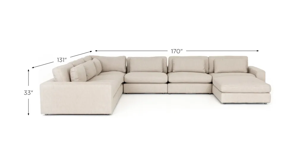 Bloor 7-pc. Sectional Sofa w/ Ottoman Dimensions
