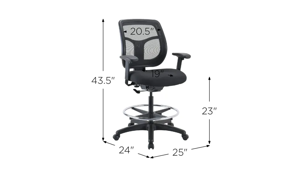 Apollo Drafting Office Chair Dimensions