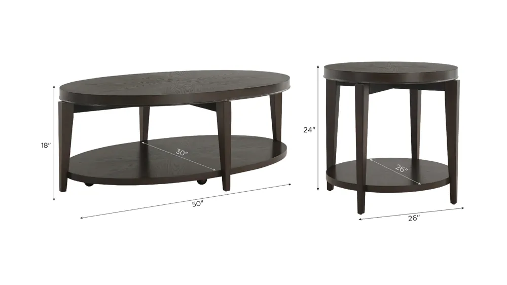Penton 3-pc. Occasional Tables Dimensions