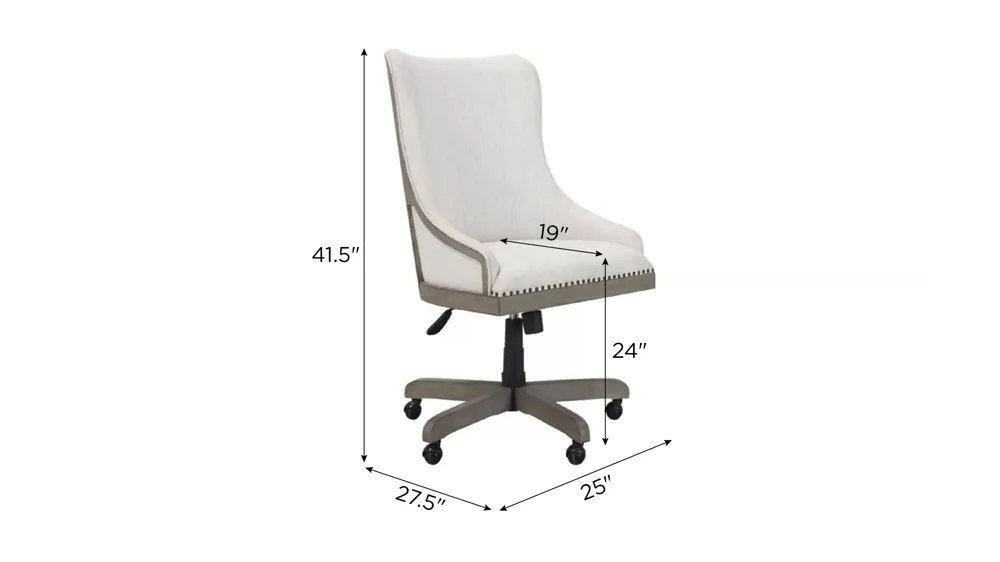 Crystal Falls Upholstered Desk Chair Dimensions