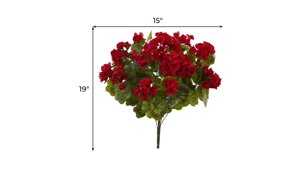 Geranium Artificial Bush (Set of 3) (Indoor/Outdoor) Dimensions