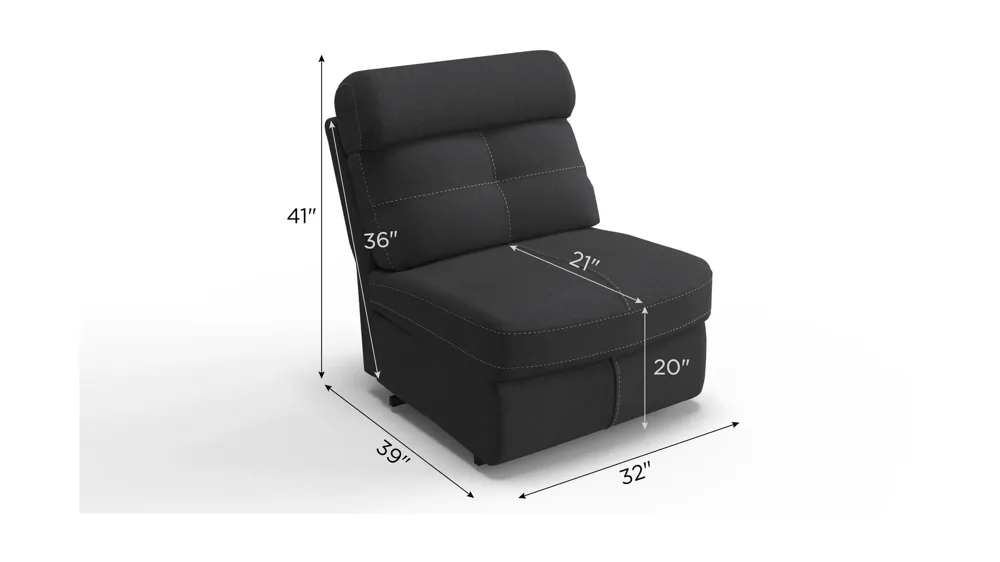 Lugano Microfiber Armless Chair Dimensions