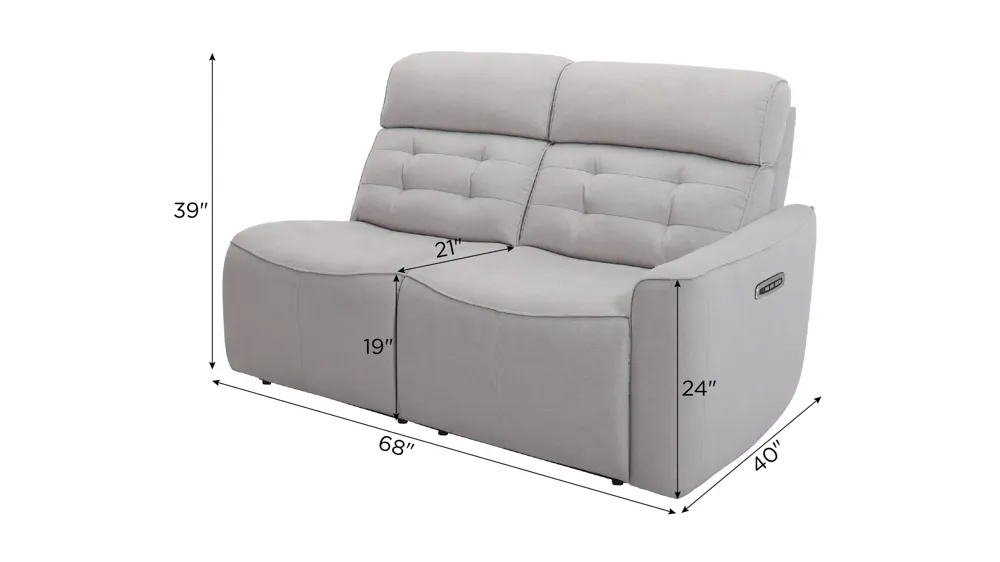 Hanlin Right Arm Facing Power Loveseat w/ Power Headrest, Lumbar Dimensions