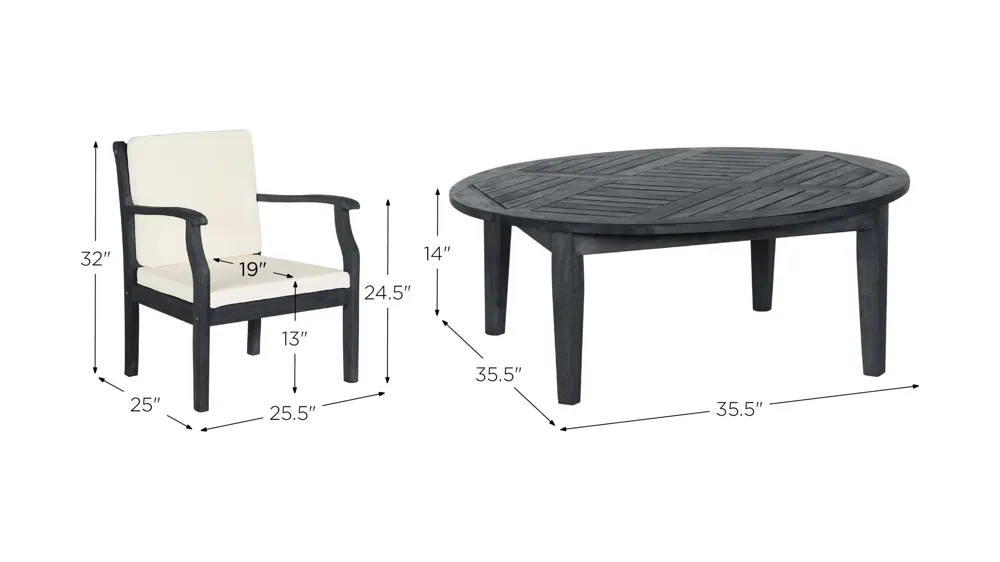 Mattia 5-pc. Patio Set Dimensions