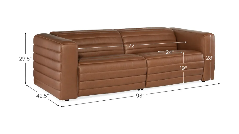 Chatelain 1.5 LAF/RAF 2 over 2 Power Sofa with Power Headrest Dimensions