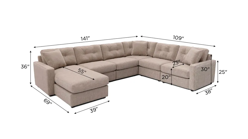 ModularOne 6-pc. Sectional Dimensions