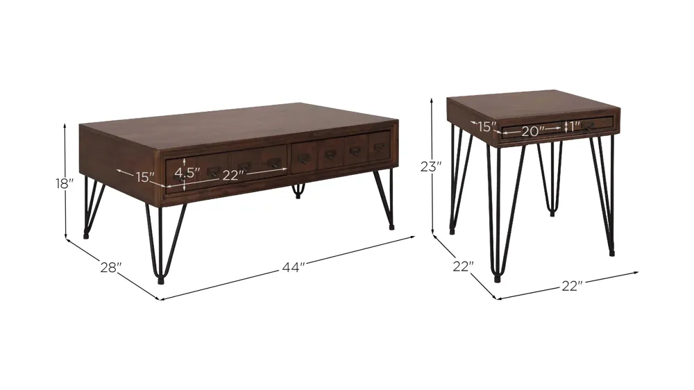 Rhett 3-pc. Occasional Tables Dimensions