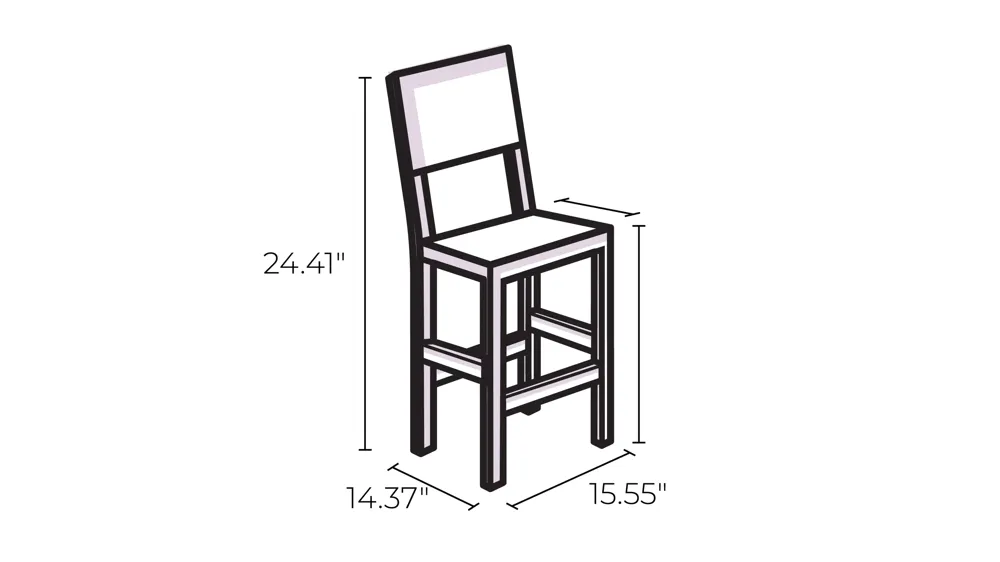 Gianna Backless Counter Stool -2pc. Dimensions