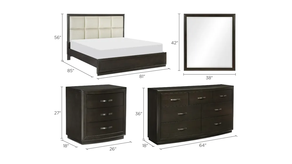 Logandale 4-pc. Upholstered Platform Bedroom Dimensions