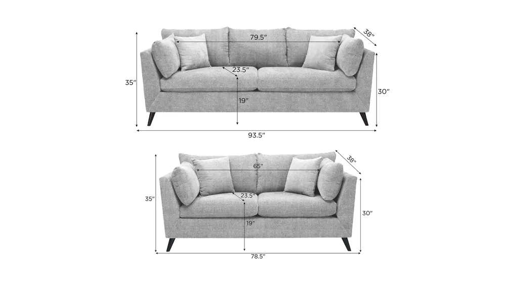 Caruso Living Room Set Dimensions