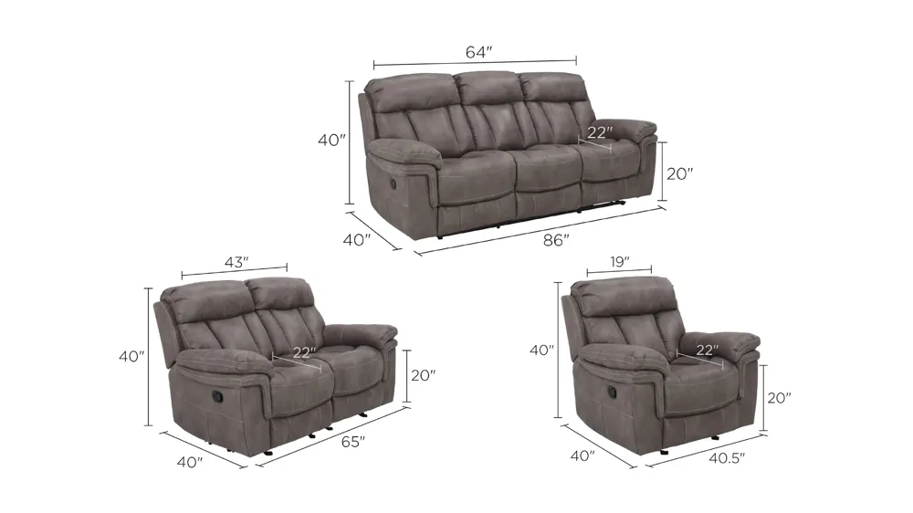 Ryder Living Room Set Dimensions