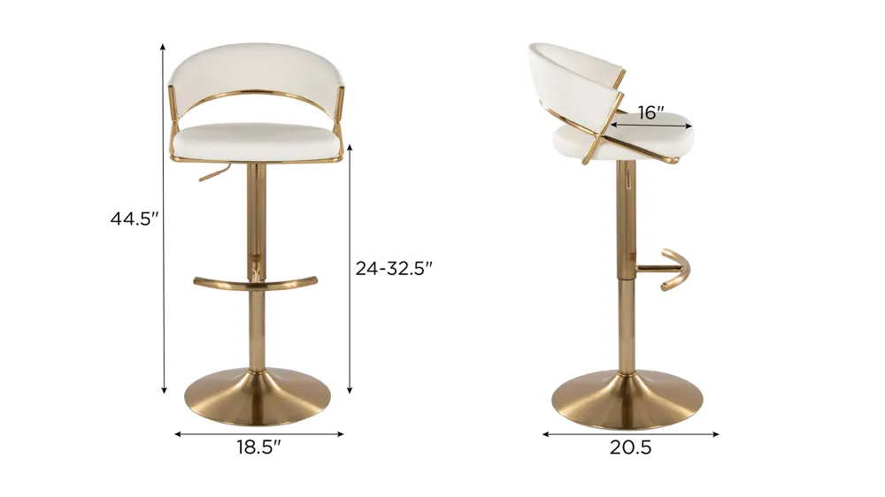 Jie Adjustable Barstool - Set of 2 Dimensions