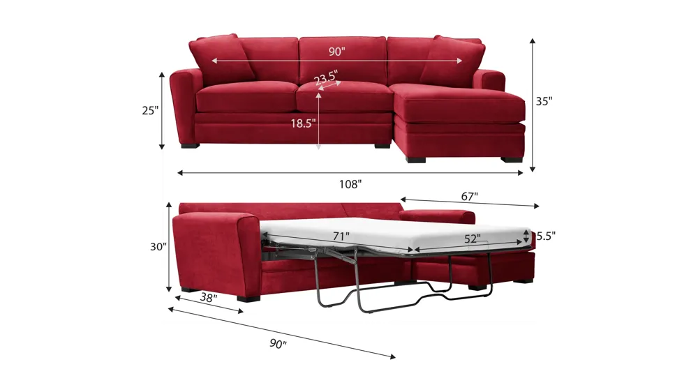 Artemis II 2-pc. Sectional w/ Full Sleeper Dimensions