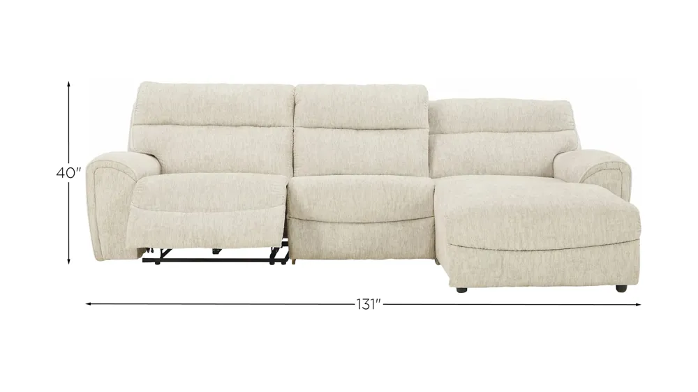 Critic's Corner 3-Piece Power Reclining Sectional with Chaise Dimensions