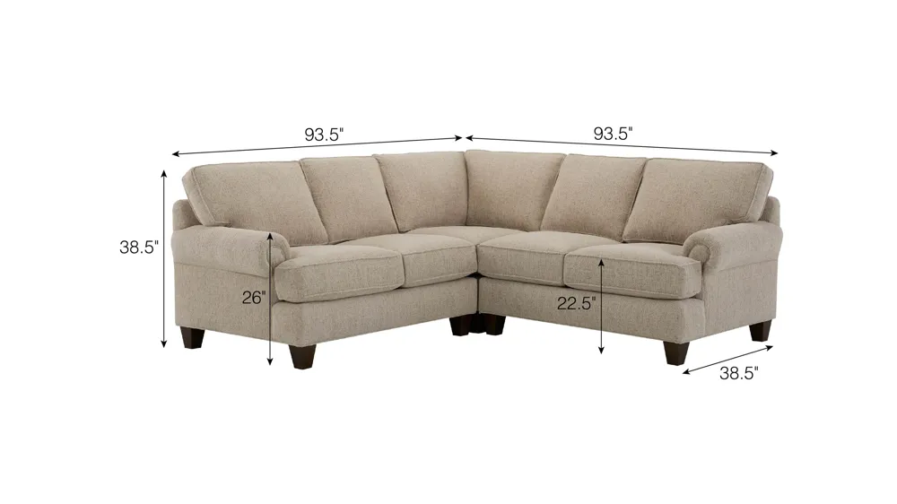 Crestwood 3-pc.Sectional Dimensions