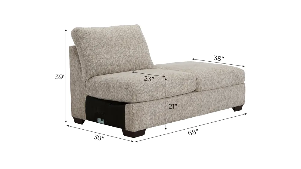 Becker Right Arm Facing Bumper Chaise w/ Storage Dimensions