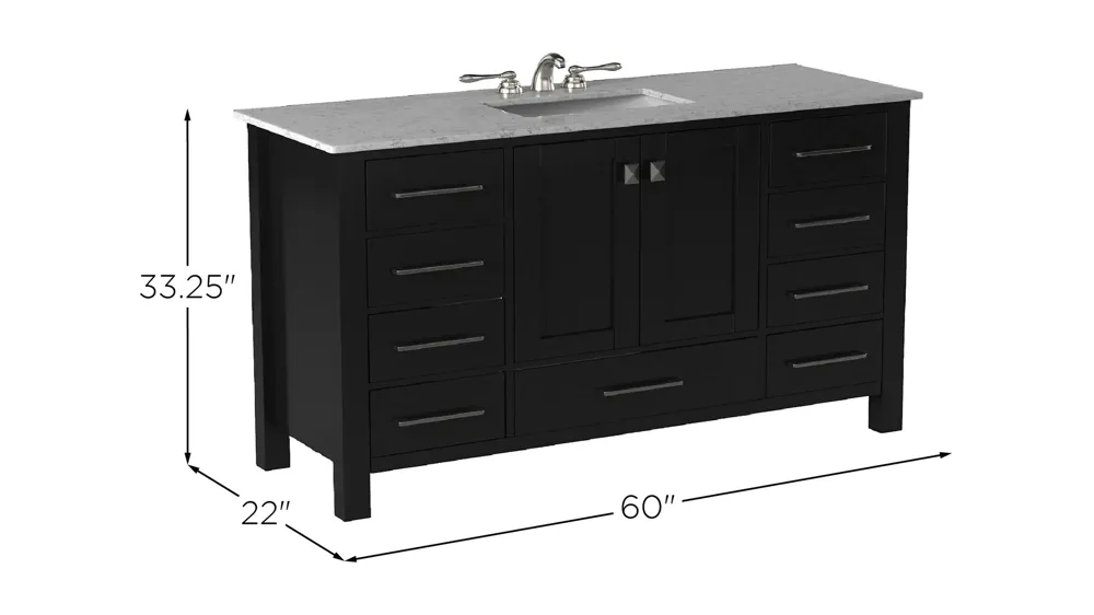 Sydney 60" Single Sink Bathroom Vanity Dimensions