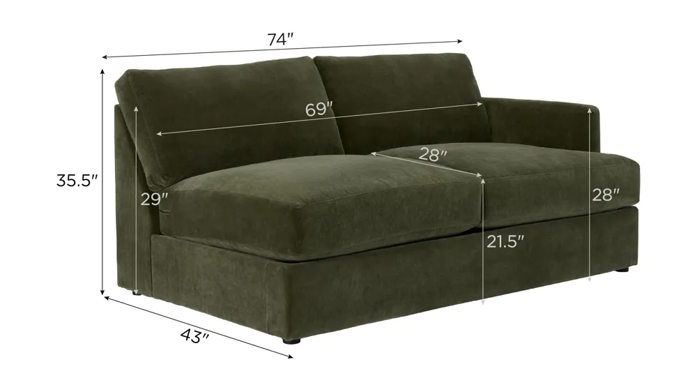 Everest Right Arm Facing Loveseat Dimensions