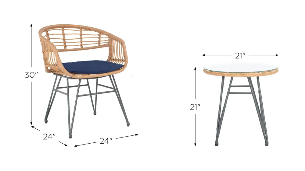 Ferla 3-pc. Patio Set Dimensions