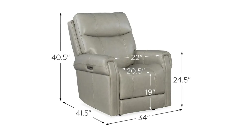 Carroll Power Recliner with Power Headrest and Lumbar Dimensions