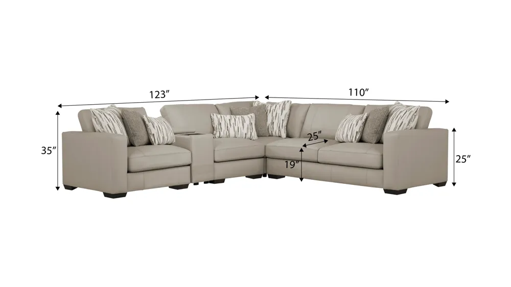 Oaklynn Leather 5-pc. Sectional Dimensions