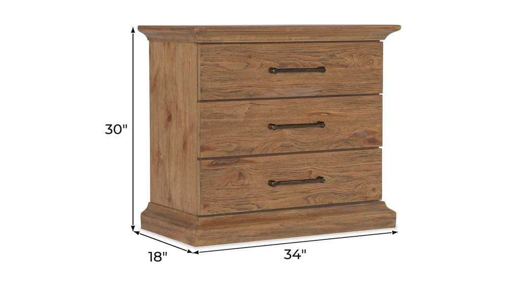 Big Sky Three-Drawer Nightstand Dimensions