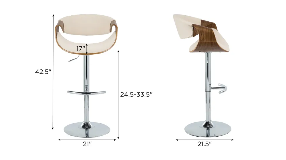 Curvo Adjustable Barstool - Set of 2 Dimensions