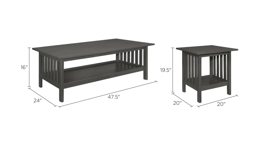 Keller 3-pc. Occasional Table Set Dimensions